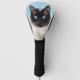 Siamese Cat Painting - Cute Original Cat Art Golf Head Cover