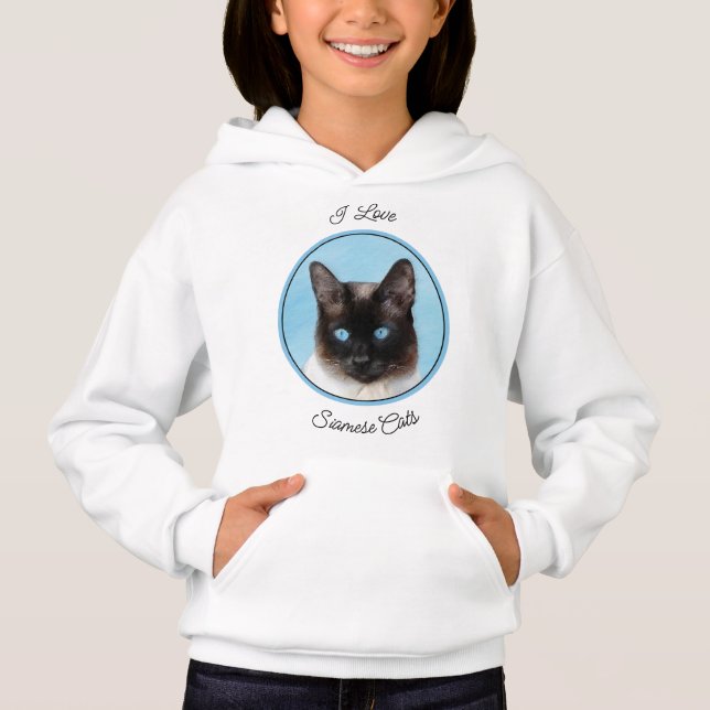 Siamese Cat Painting - Cute Original Cat Art Hoodie (Front)