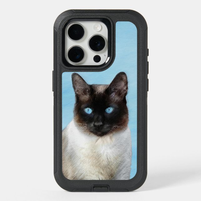 Siamese Cat Painting - Cute Original Cat Art iPhone 15 Pro Case (Back)