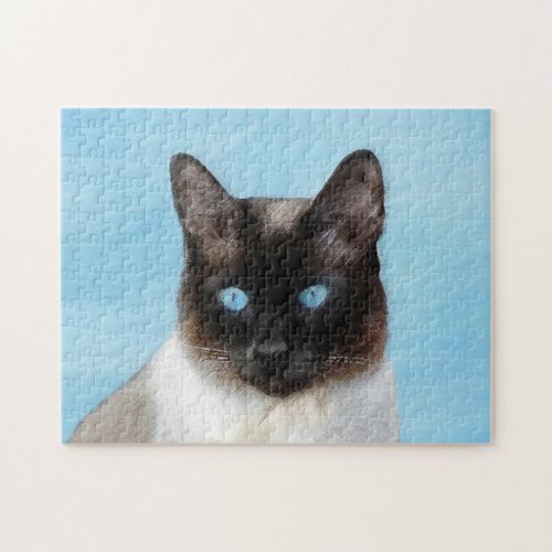 Siamese Cat Painting _ Cute Original Cat Art Jigsaw Puzzle