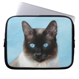 Siamese Cat Painting - Cute Original Cat Art Laptop Sleeve