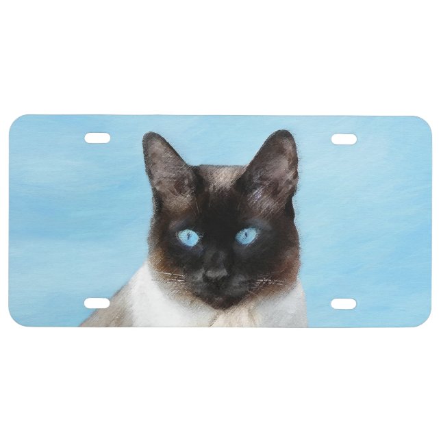 Siamese Cat Painting - Cute Original Cat Art License Plate (Front)