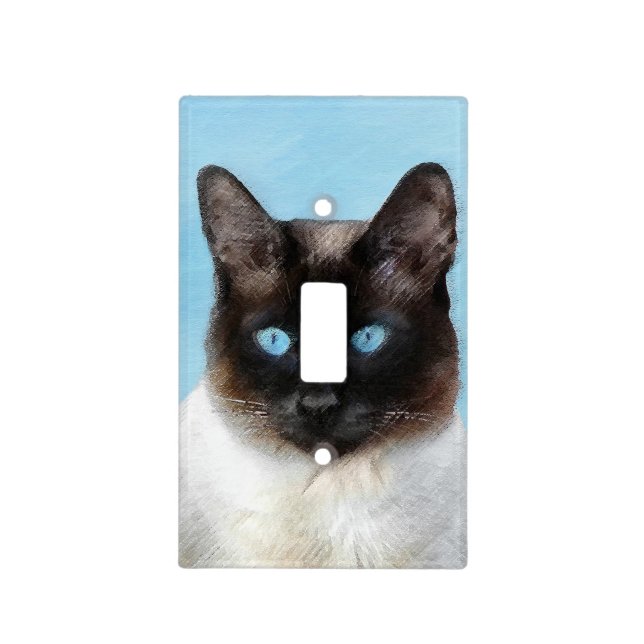 Siamese Cat Painting - Cute Original Cat Art Light Switch Cover (Front)