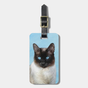 Siamese Cat Painting - Cute Original Cat Art Luggage Tag