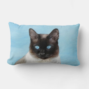 Siamese Cat Painting - Cute Original Cat Art Lumbar Pillow