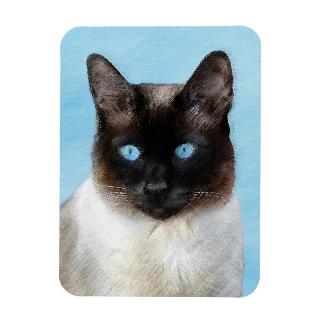 Siamese Cat Painting - Cute Original Cat Art Magnet (Vertical)