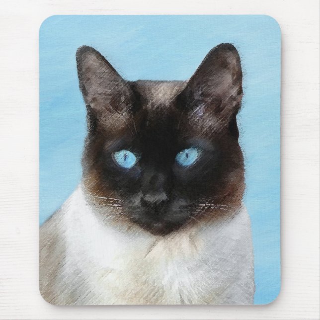 Siamese Cat Painting - Cute Original Cat Art Mouse Pad (Front)