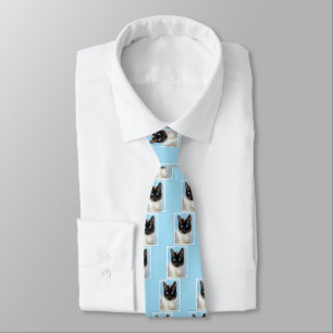 Siamese Cat Painting - Cute Original Cat Art Neck Tie