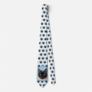 Siamese Cat Painting - Cute Original Cat Art Neck Tie