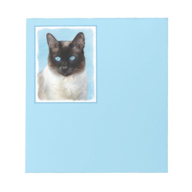 Siamese Cat Painting - Cute Original Cat Art Notepad (Front)