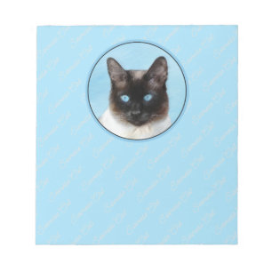 Siamese Cat Painting - Cute Original Cat Art Notepad