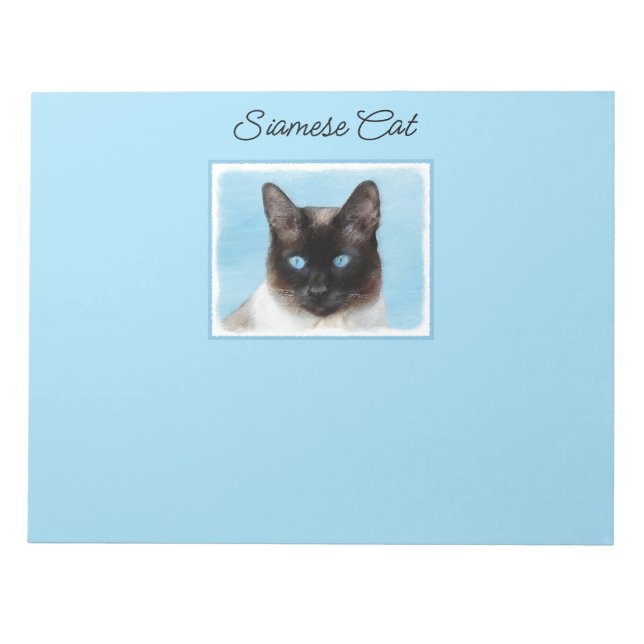Siamese Cat Painting - Cute Original Cat Art Notepad (Front)