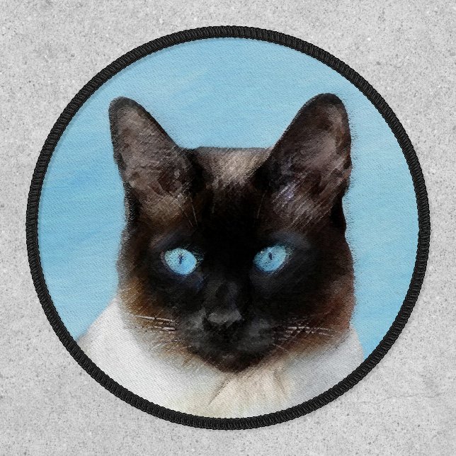 Siamese Cat Painting - Cute Original Cat Art Patch (Front)