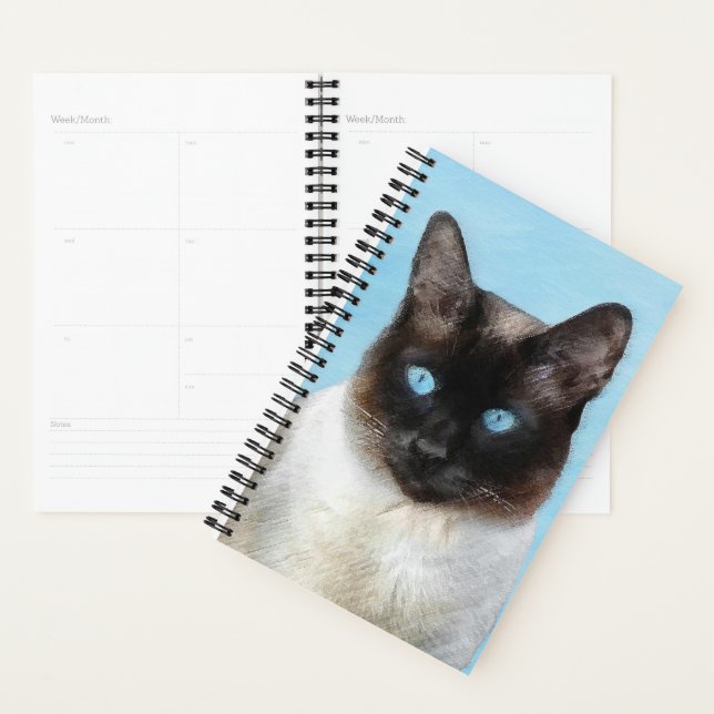 Siamese Cat Painting - Cute Original Cat Art Planner (Display)