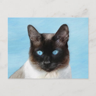 Siamese Cat Painting - Cute Original Cat Art Postcard