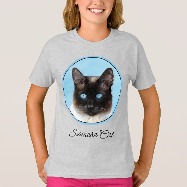 Siamese Cat Painting - Cute Original Cat Art T-Shi T-Shirt (Front)