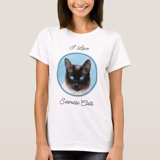 Siamese Cat Painting - Cute Original Cat Art T-Shirt (Front)