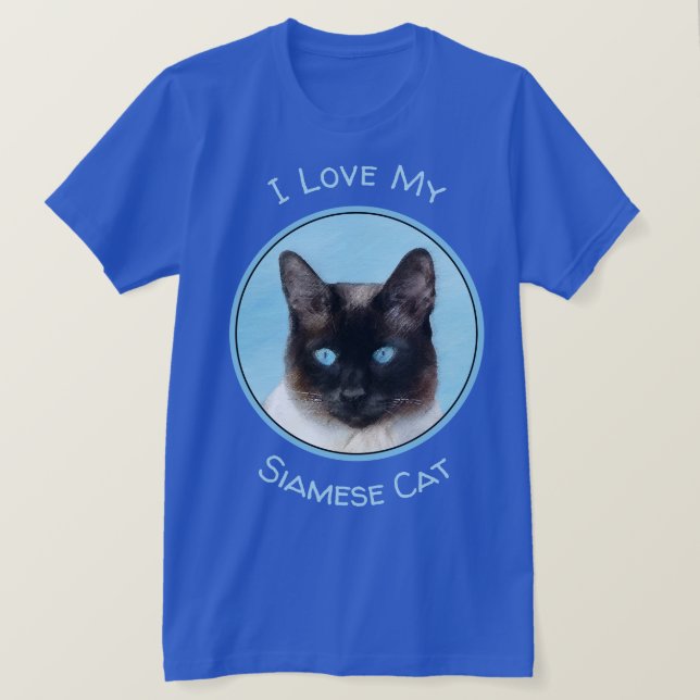 Siamese Cat Painting - Cute Original Cat Art T-Shirt (Design Front)