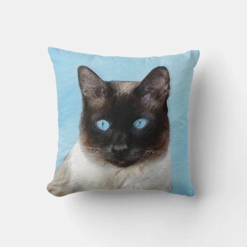 Siamese Cat Painting _ Cute Original Cat Art Throw Pillow