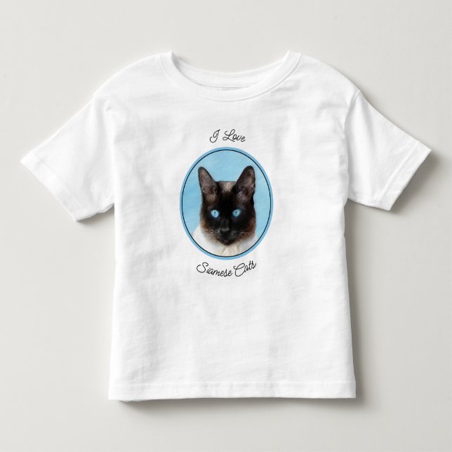 Siamese Cat Painting - Cute Original Cat Art Toddler T-shirt (Front)
