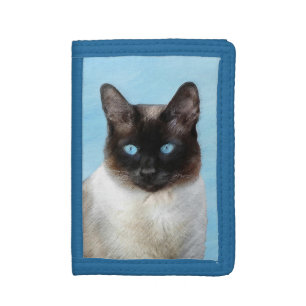 Siamese Cat Painting - Cute Original Cat Art Tri-fold Wallet
