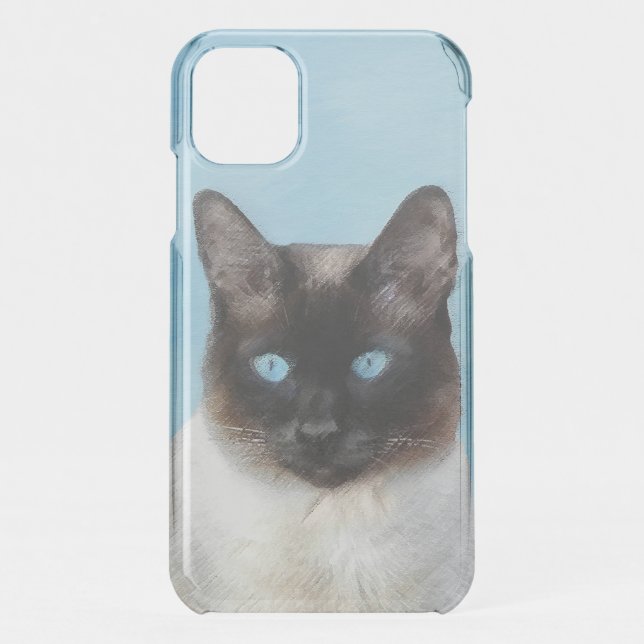 Siamese Cat Painting - Cute Original Cat Art Uncommon iPhone Case (Back)