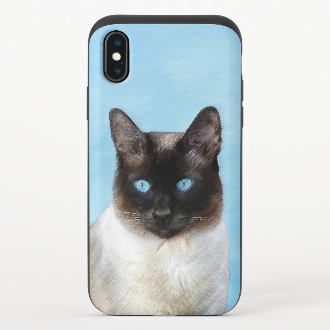 Siamese Cat Painting - Cute Original Cat Art Uncommon iPhone Case (Back)