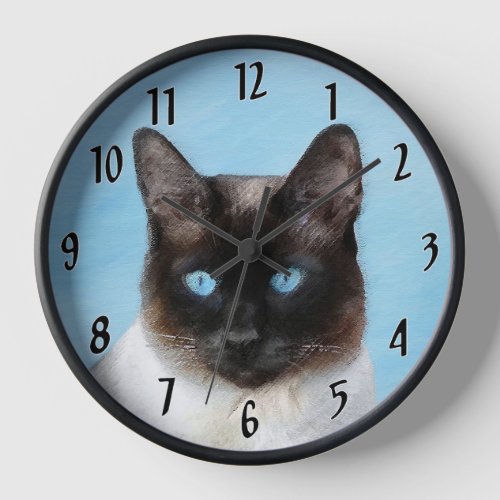 Siamese Cat Painting Original Animal Art Clock