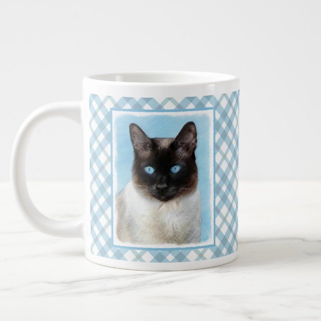 Siamese Cat Painting Original Animal Art Giant Coffee Mug (Left)