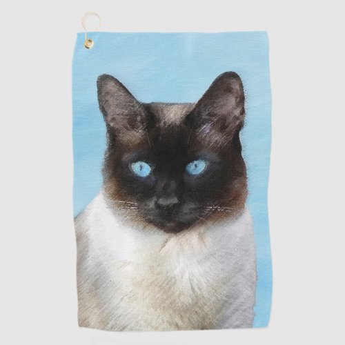 Siamese Cat Painting Original Animal Art Golf Towel