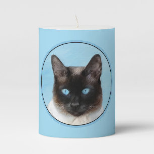 Siamese Cat Painting Original Animal Art Pillar Candle