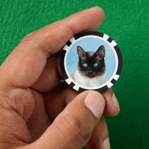 Siamese Cat Painting Original Animal Art Poker Chips