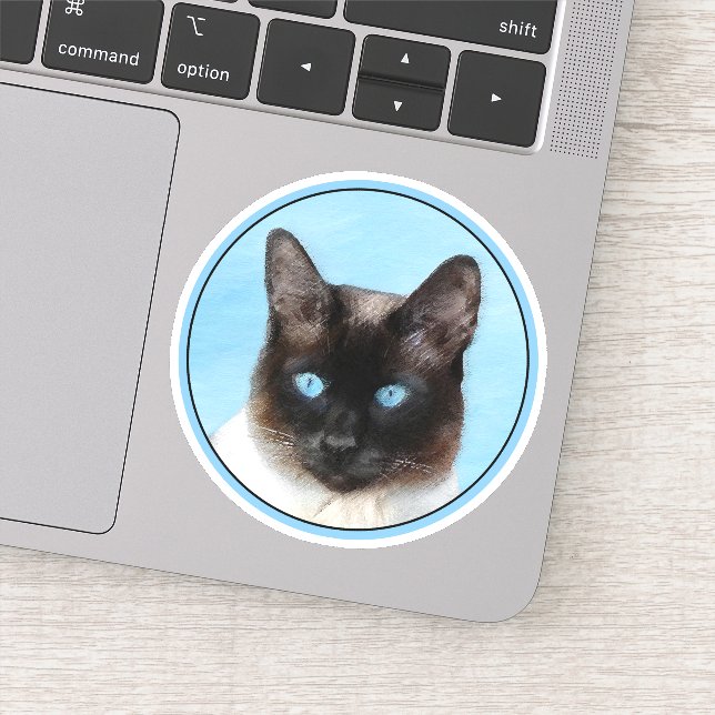 Siamese Cat Painting Original Animal Art Sticker (Detail)