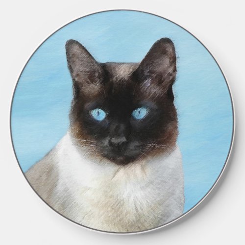 Siamese Cat Painting Original Animal Art Wireless Charger