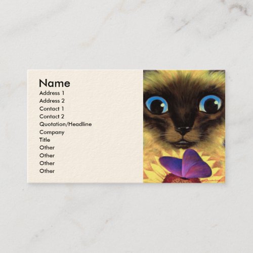 Siamese Cat Painting With Butterfly - Multi Business Cards