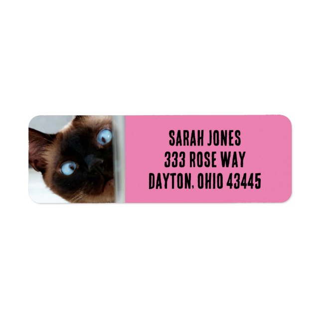 SIAMESE CAT PEEKING  RETURN ADDRESS LABELS (Front)