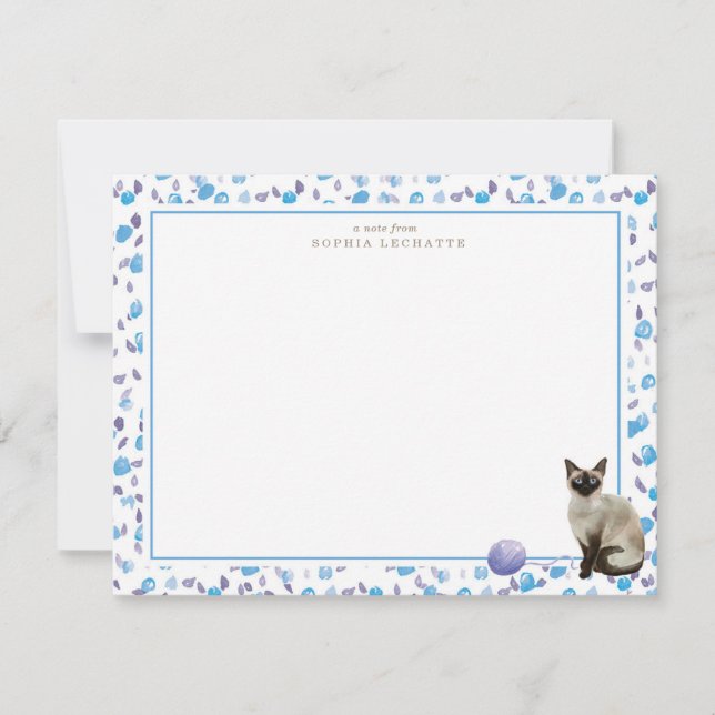Siamese Cat Personalized Stationery Note Card (Front)