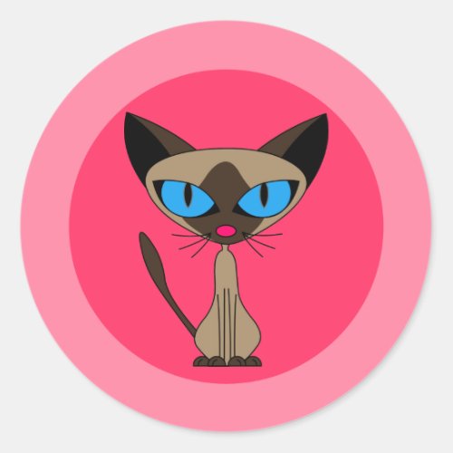 Siamese Cat Pink Stickers