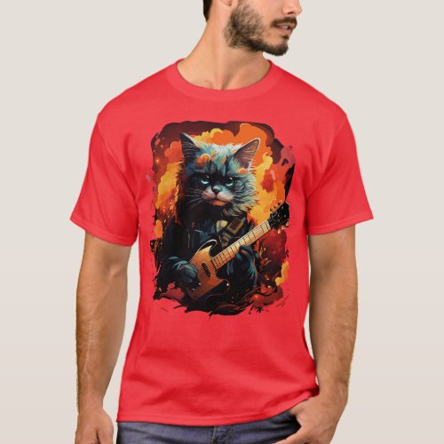 Siamese Cat Playing Guitar T_Shirt