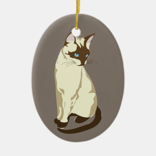 Siamese cat porcelain ornament
