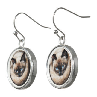 Siamese Cat Portrait Cat Mom Gift Earrings