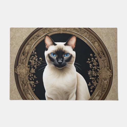 Siamese Cat Portrait Elegant Doormat
