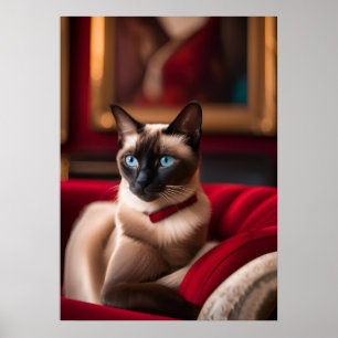 Siamese Cat Portrait Fine Art Poster — Blue Eyes