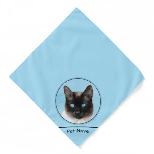 Siamese Cat Portrait Painting Cute Original Art Bandana