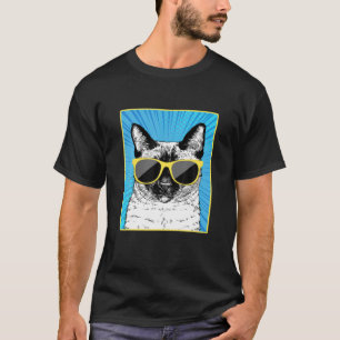 Siamese Cat Portrait Pop Art Cat With Sunglasses T-Shirt