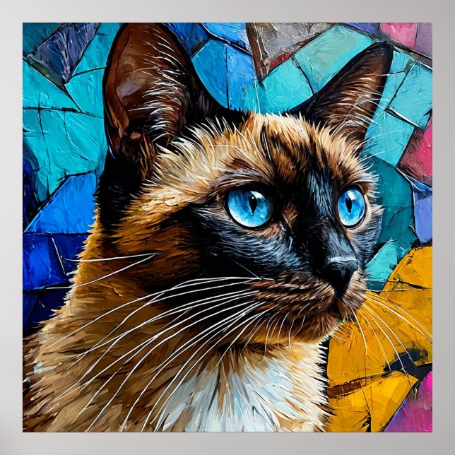 Siamese Cat Portrait Poster (Front)