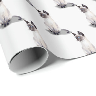 Siamese cat portrait wrapping paper