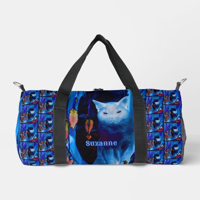 Siamese Cat Posing Abstract Personalized Duffle Bag (Front)
