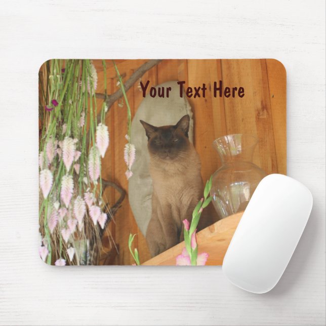 Siamese Cat Posing Animal Personalized Mouse Pad (With Mouse)