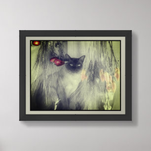 Siamese Cat Posing Partial Color Framed Framed Art